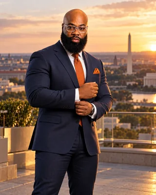 Dr. Royce "Dr. Sully" Sullivan in a suit overlooking Washington, D.C.